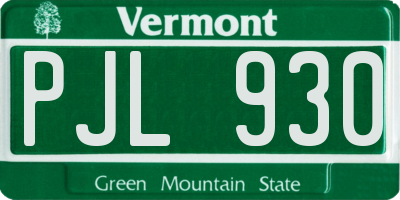 VT license plate PJL930