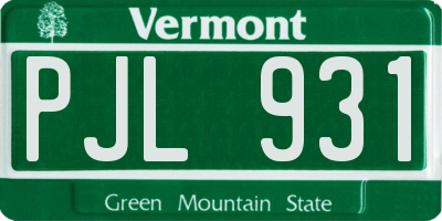 VT license plate PJL931