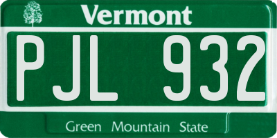 VT license plate PJL932