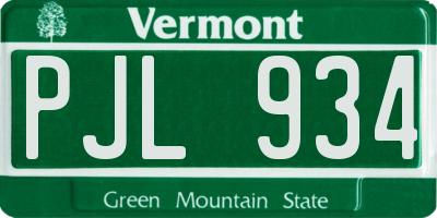 VT license plate PJL934
