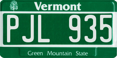 VT license plate PJL935