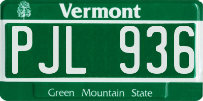 VT license plate PJL936