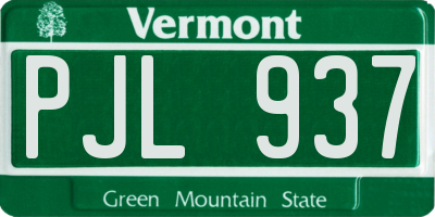 VT license plate PJL937
