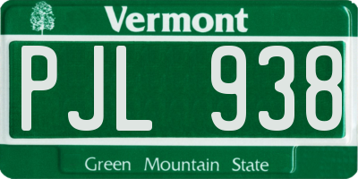 VT license plate PJL938