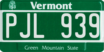 VT license plate PJL939