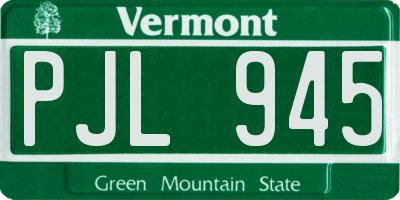 VT license plate PJL945