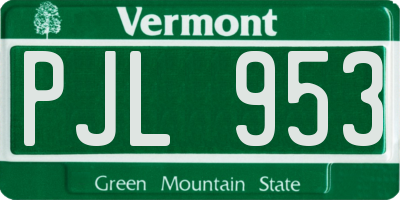 VT license plate PJL953