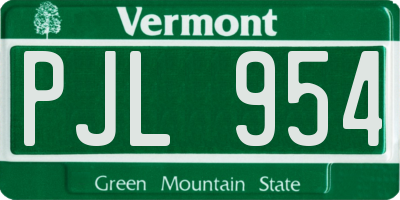 VT license plate PJL954