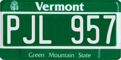 VT license plate PJL957