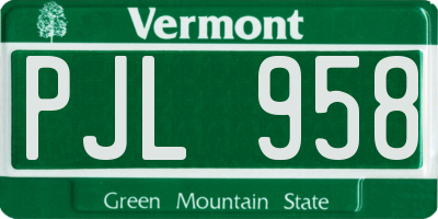 VT license plate PJL958