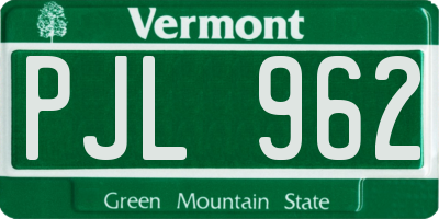 VT license plate PJL962
