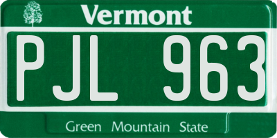 VT license plate PJL963
