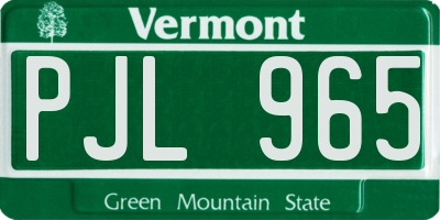 VT license plate PJL965