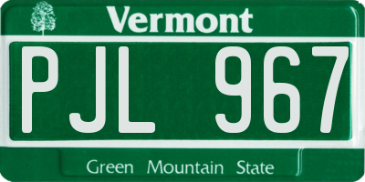 VT license plate PJL967