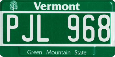 VT license plate PJL968