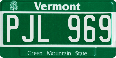 VT license plate PJL969