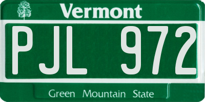 VT license plate PJL972