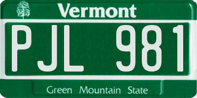 VT license plate PJL981