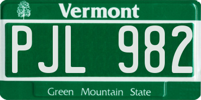 VT license plate PJL982