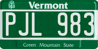 VT license plate PJL983