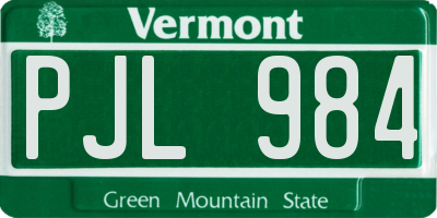 VT license plate PJL984