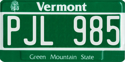 VT license plate PJL985