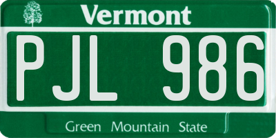 VT license plate PJL986