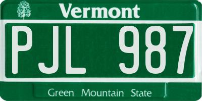 VT license plate PJL987