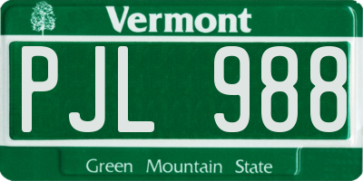 VT license plate PJL988