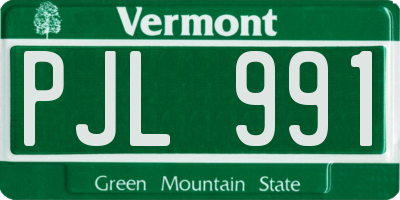 VT license plate PJL991