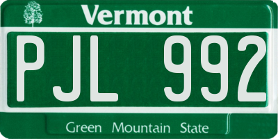 VT license plate PJL992