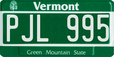 VT license plate PJL995