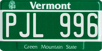 VT license plate PJL996