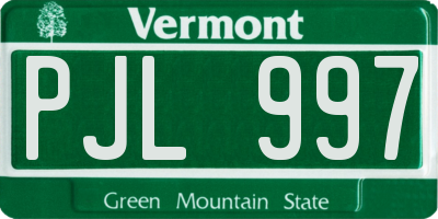 VT license plate PJL997