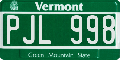 VT license plate PJL998