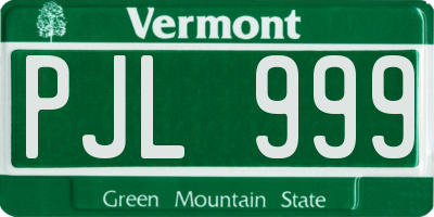VT license plate PJL999