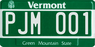 VT license plate PJM001