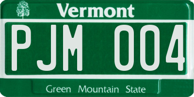 VT license plate PJM004