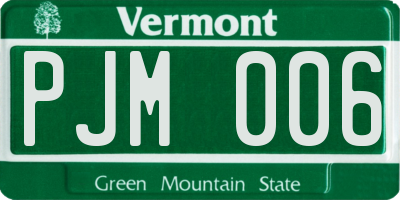 VT license plate PJM006
