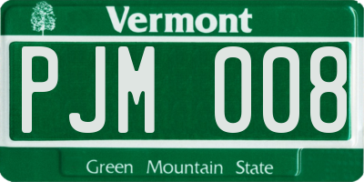 VT license plate PJM008