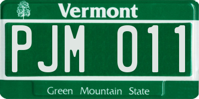 VT license plate PJM011