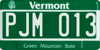 VT license plate PJM013