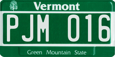 VT license plate PJM016