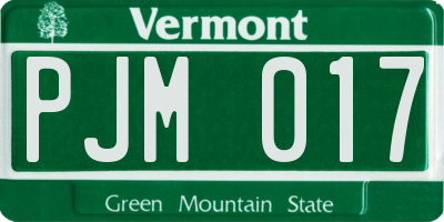 VT license plate PJM017