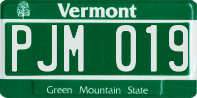 VT license plate PJM019