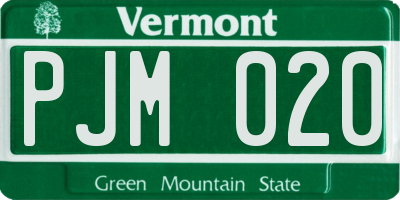 VT license plate PJM020
