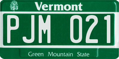VT license plate PJM021