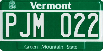 VT license plate PJM022
