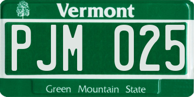 VT license plate PJM025
