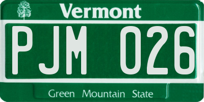 VT license plate PJM026
